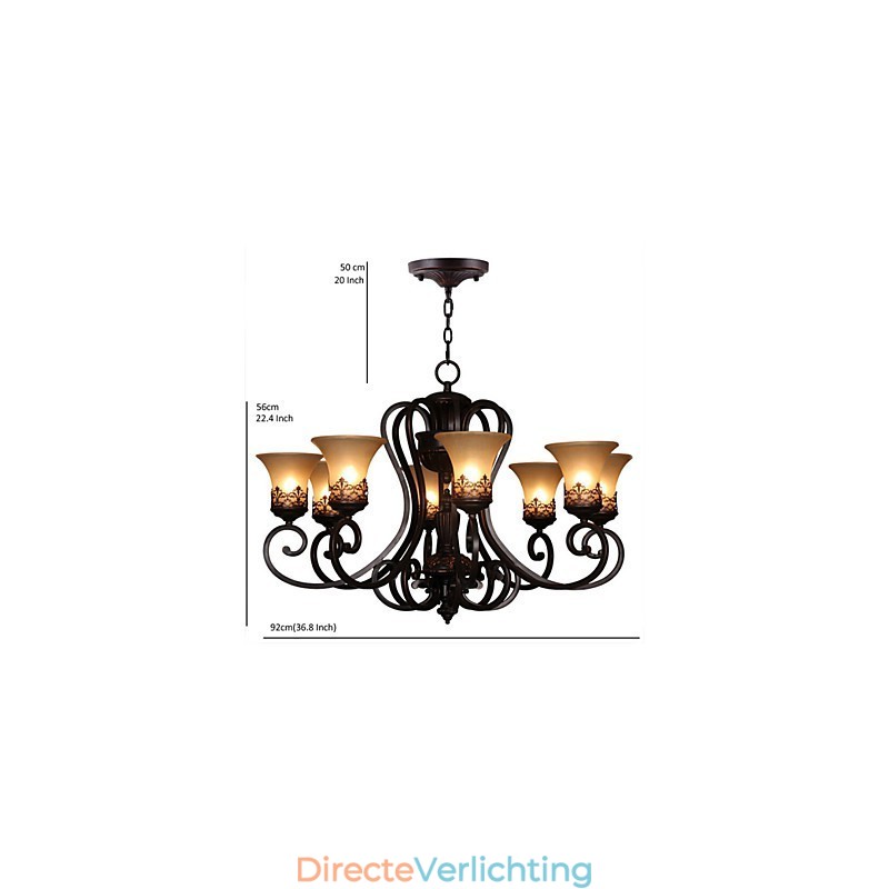 Kroonluchter Hanglamp 8 Lampen Vintage Landelijk Eiland Metaal+Glas