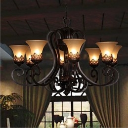 Kroonluchter Hanglamp 8 Lampen Vintage Landelijk Eiland Metaal+Glas