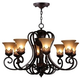 Kroonluchter Hanglamp 8 Lampen Vintage Landelijk Eiland Metaal+Glas
