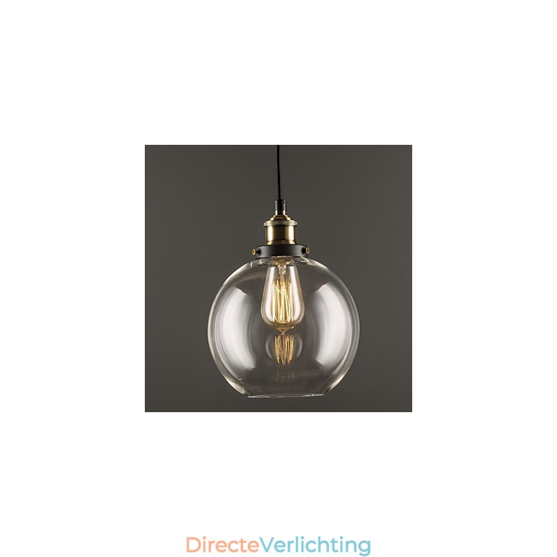Industriële fabriek hanglamp antiek messing een lichtpunt glazen kap café hanglamp