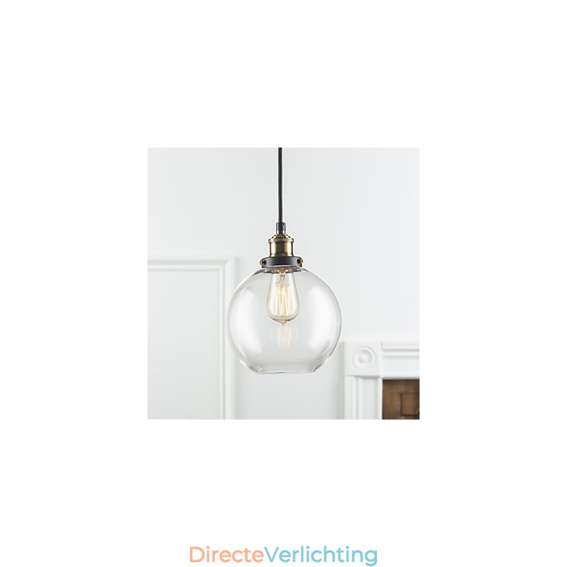 Industriële fabriek hanglamp antiek messing een lichtpunt glazen kap café hanglamp