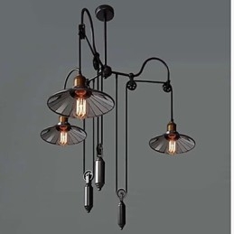 Vintage Pully hanglamp 3 eiland foyer metaal + Galss binnenkap