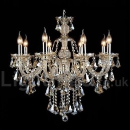 Retro Cognac Kleur K9 Kristal Moderne Kroonluchter met 8 Lampen