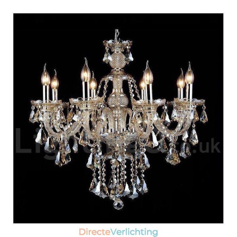 Retro Cognac Kleur K9 Kristal Moderne Kroonluchter met 8 Lampen
