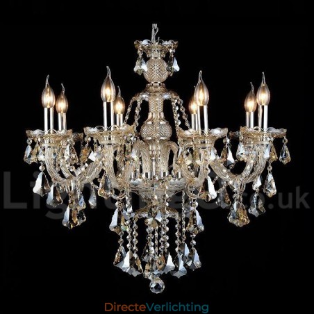 Retro Cognac Kleur K9 Kristal Moderne Kroonluchter met 8 Lampen Retro Cognac Kleur K9 Kristal Moderne Kroonluchter met 8 Lampen
