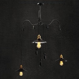 Vintage Pully hanglamp 3 eiland foyer metaal + Galss binnenkap