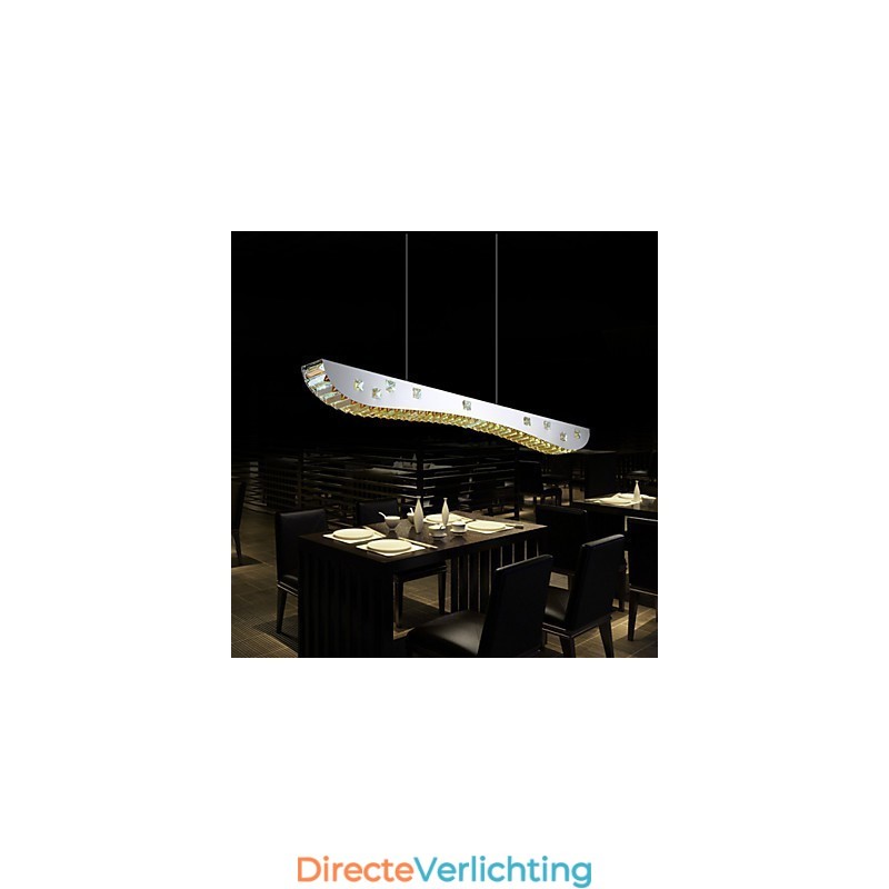 Kristallen hanglamp Chroom Metalen hanglamp Amber of helder kristal