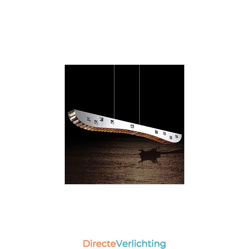 Kristallen hanglamp Chroom Metalen hanglamp Amber of helder kristal