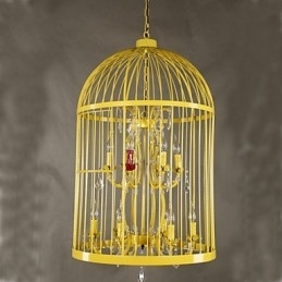 Vintage ijzeren kooi trap lamp kroonluchter kristal
