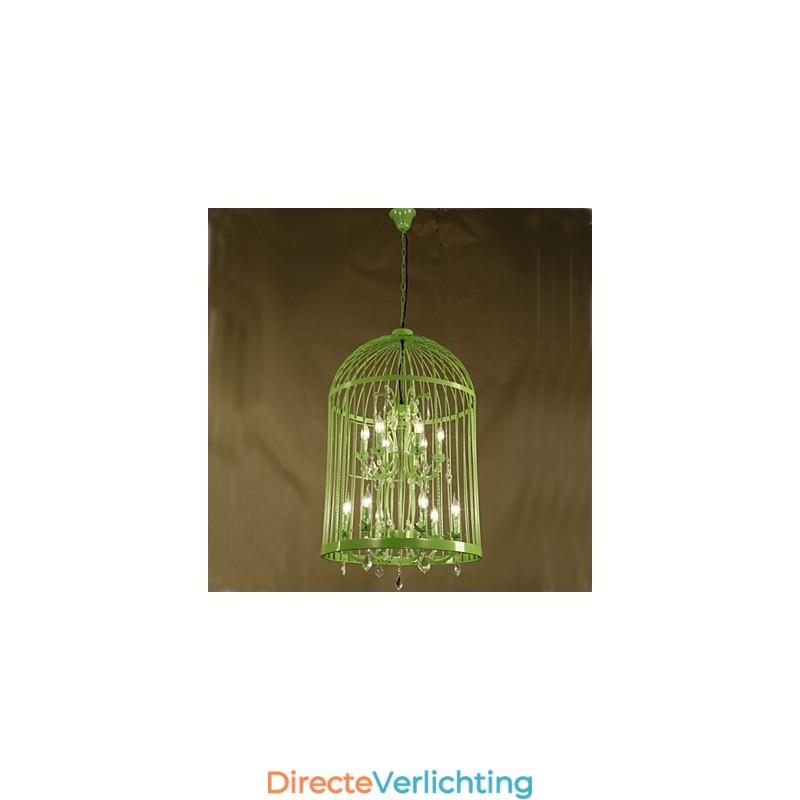 Vintage ijzeren kooi trap lamp kroonluchter kristal