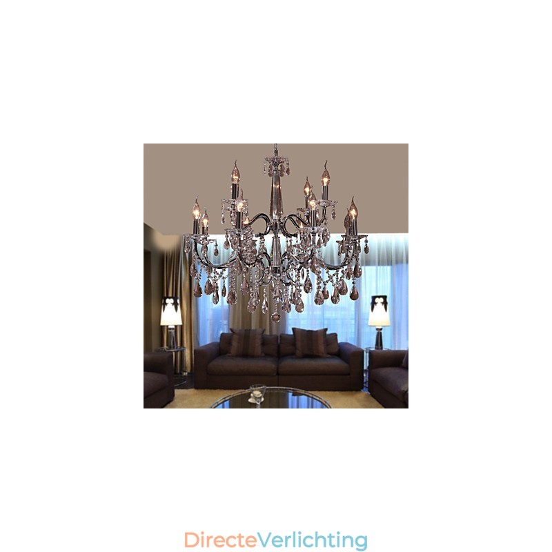 Kroonluchter Kristal Modern 2 Lagen Woonkamer 12 Lampen