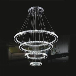 Kristallen hanglamp plafondverlichting helder kristal rond 4 ringen 40CM 60CM 80CM bronarmaturen