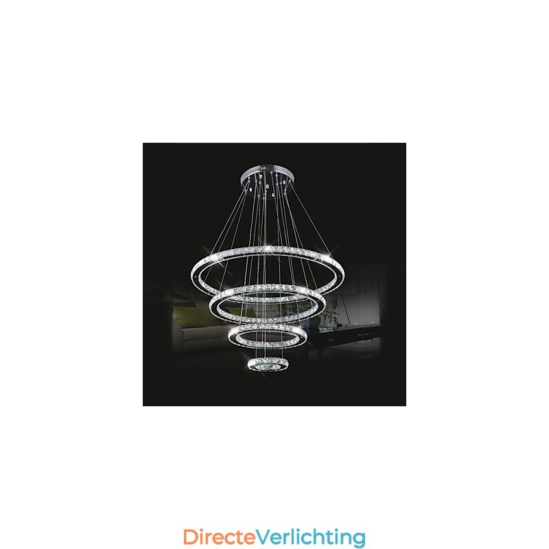 Kristallen hanglamp plafondverlichting helder kristal rond 4 ringen 40CM 60CM 80CM bronarmaturen