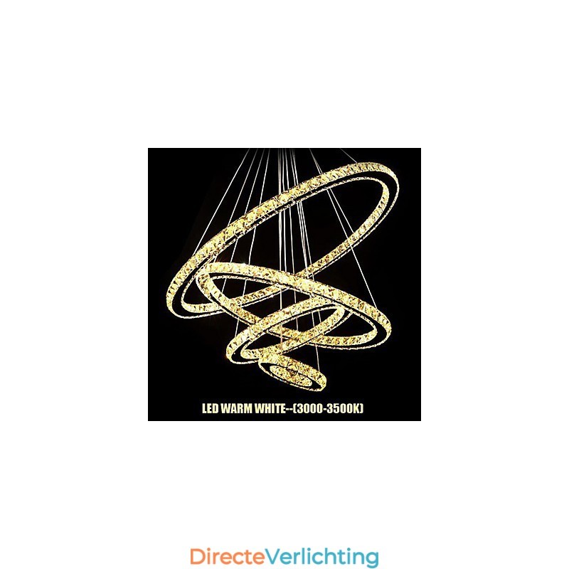 Kristallen hanglamp plafondverlichting helder kristal rond 4 ringen 40CM 60CM 80CM bronarmaturen