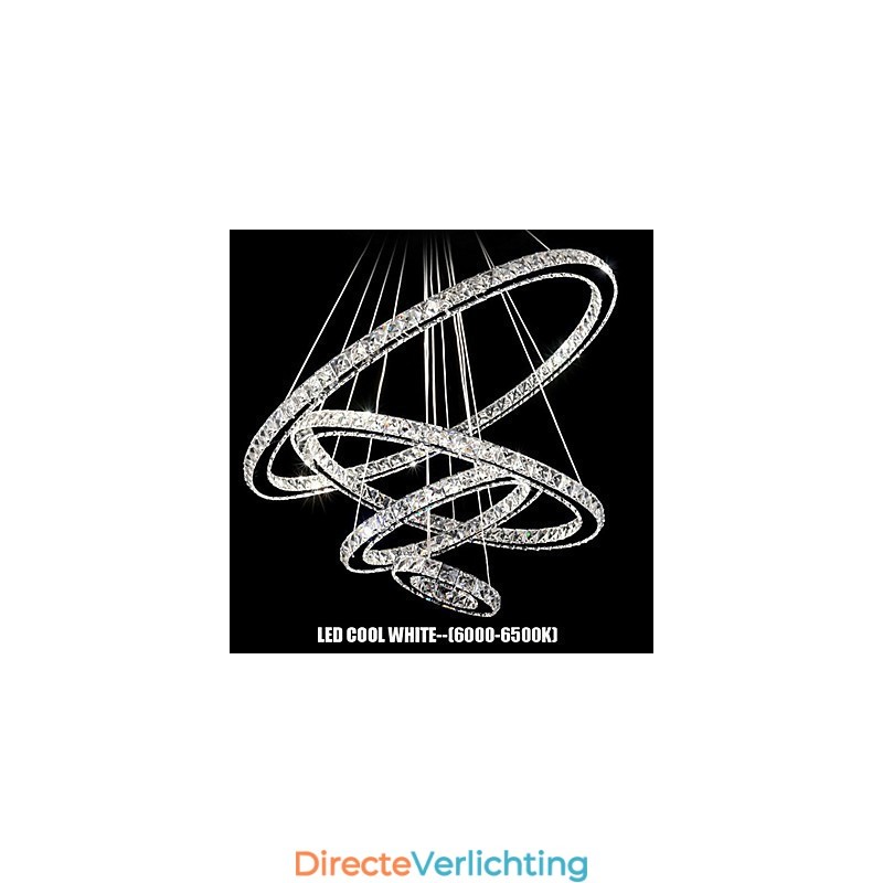 Kristallen hanglamp plafondverlichting helder kristal rond 4 ringen 40CM 60CM 80CM bronarmaturen