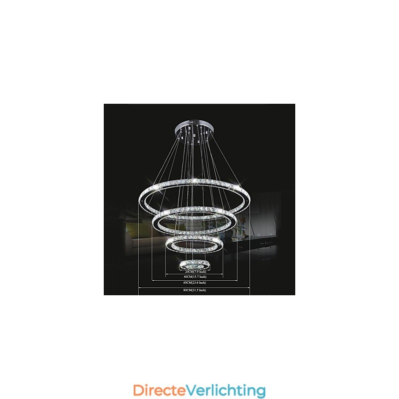 Kristallen hanglamp plafondverlichting helder kristal rond 4 ringen 40CM 60CM 80CM bronarmaturen