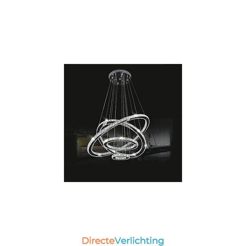 Kristallen hanglamp plafondverlichting helder kristal rond 4 ringen 40CM 60CM 80CM bronarmaturen
