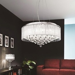 Moderne eigentijdse Drum Crystal Chrome hanglamp