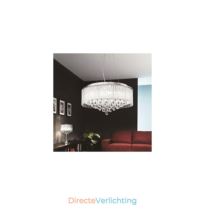 Moderne eigentijdse Drum Crystal Chrome hanglamp