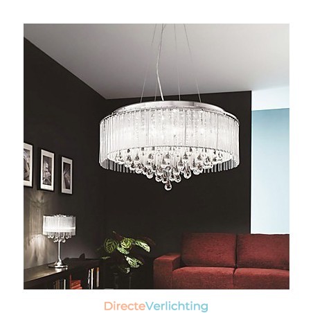 Moderne eigentijdse Drum Crystal Chrome hanglamp