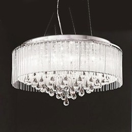 Moderne eigentijdse Drum Crystal Chrome hanglamp