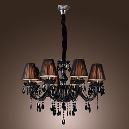 Kroonluchter Luxe Moderne Zwarte Kristal Woonkamer 8 Lampen