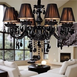 Kroonluchter Luxe Moderne Zwarte Kristal Woonkamer 8 Lampen