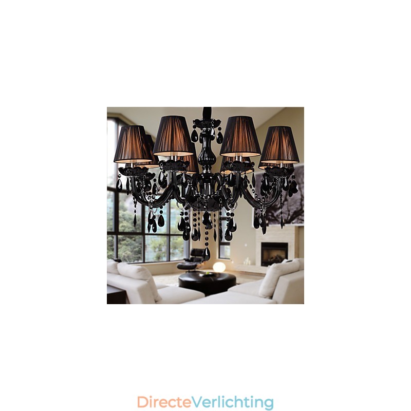 Kroonluchter Luxe Moderne Zwarte Kristal Woonkamer 8 Lampen