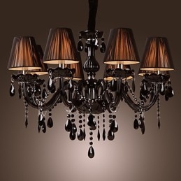 Kroonluchter Luxe Moderne Zwarte Kristal Woonkamer 8 Lampen