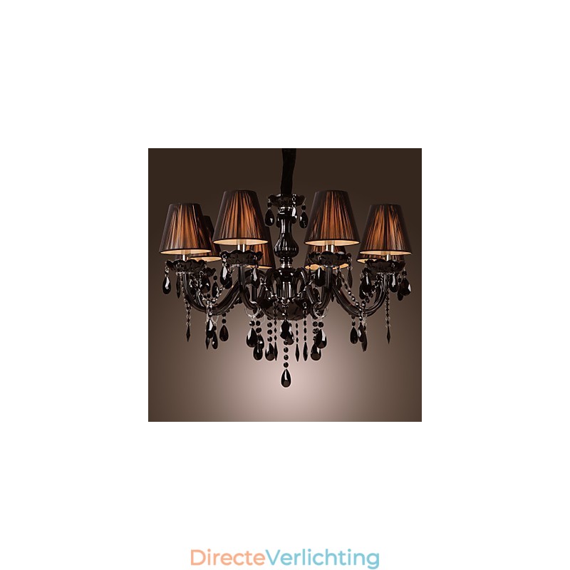 Kroonluchter Luxe Moderne Zwarte Kristal Woonkamer 8 Lampen