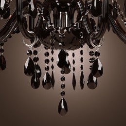 Kroonluchter Luxe Moderne Zwarte Kristal Woonkamer 8 Lampen