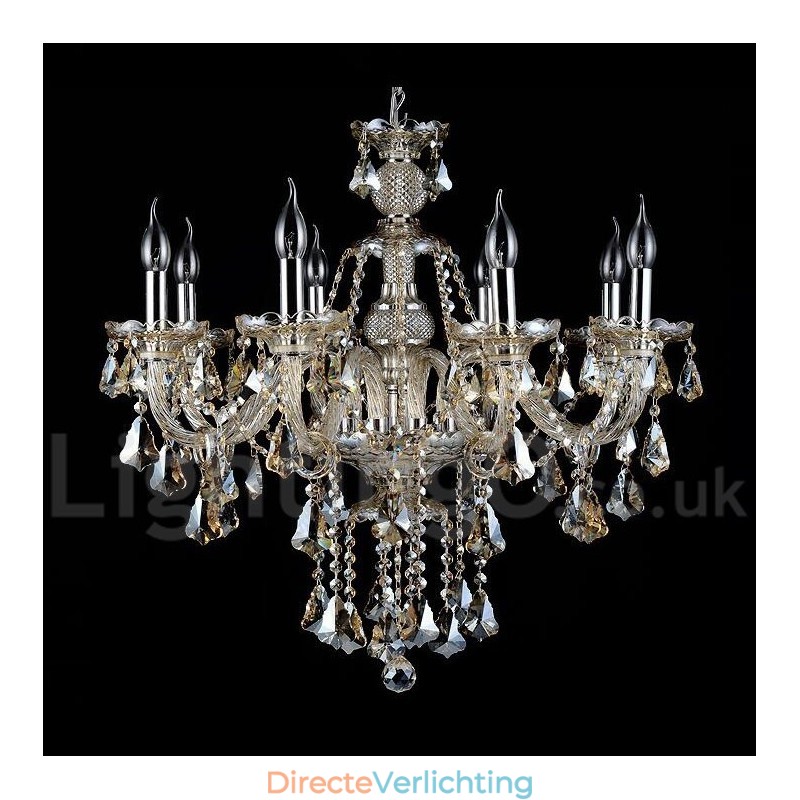 Retro Cognac Kleur K9 Kristal Moderne Kroonluchter met 8 Lampen