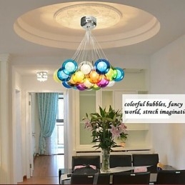 Moderne Bubble Globe gekleurde glazen hanglamp met 19 lampen