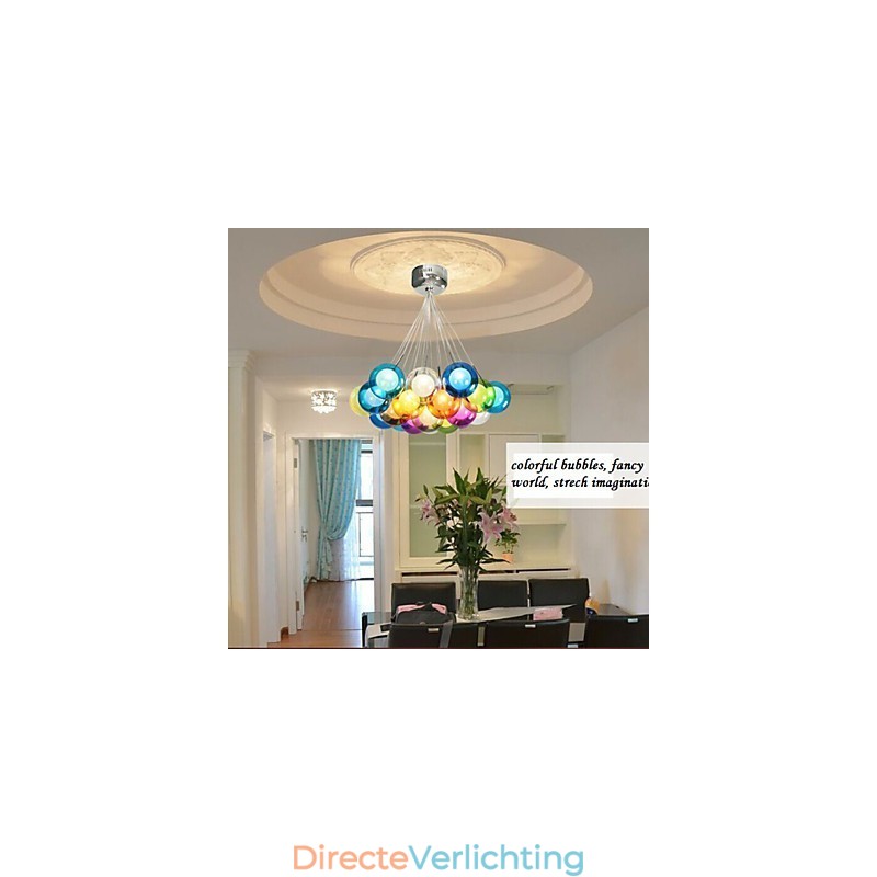 Moderne Bubble Globe gekleurde glazen hanglamp met 19 lampen