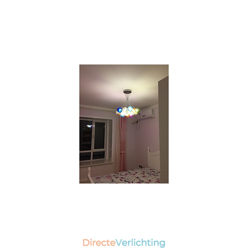 Moderne Bubble Globe gekleurde glazen hanglamp met 19 lampen