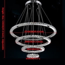 Moderne hanglamp helder kristal plafond kroonluchter verlichting lamp met D100CM + D80CM + D60CM + D40CM
