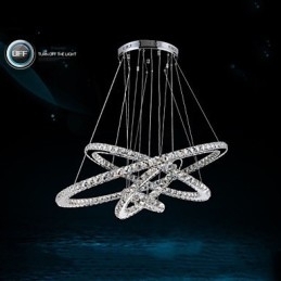 Moderne hanglamp helder kristal plafond kroonluchter verlichting lamp met D100CM + D80CM + D60CM + D40CM