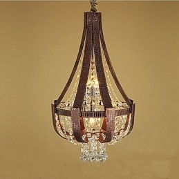Postmoderne luxe lederen kristal creatieve ijzeren kroonluchter