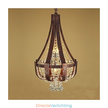 Postmoderne luxe lederen kristal creatieve ijzeren kroonluchter Postmoderne luxe lederen kristal creatieve ijzeren kroonluchter