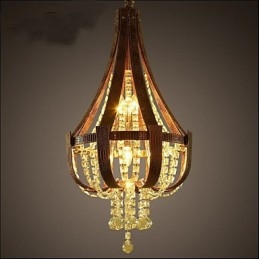 Postmoderne luxe lederen kristal creatieve ijzeren kroonluchter