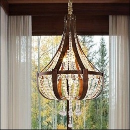 Postmoderne luxe lederen kristal creatieve ijzeren kroonluchter