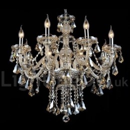 Retro Cognac Kleur K9 Kristal Moderne Kroonluchter met 8 Lampen