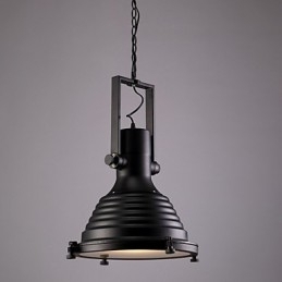 Zwarte Retro Ijzeren Hanglamp en Glazen Kap Winkel