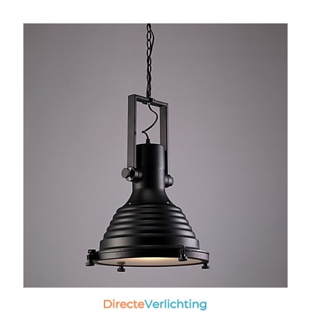 Zwarte Retro Ijzeren Hanglamp en Glazen Kap Winkel Zwarte Retro Ijzeren Hanglamp en Glazen Kap Winkel