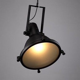 Zwarte Retro Ijzeren Hanglamp en Glazen Kap Winkel