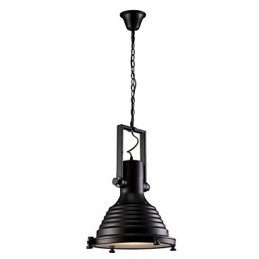 Zwarte Retro Ijzeren Hanglamp en Glazen Kap Winkel