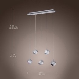 Moderne eigentijdse eiland kristal chromen hanglamp