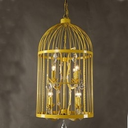 Vintage ijzeren kooi trap lamp kroonluchter kristal A