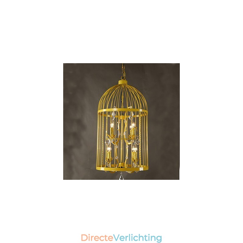 Vintage ijzeren kooi trap lamp kroonluchter kristal A