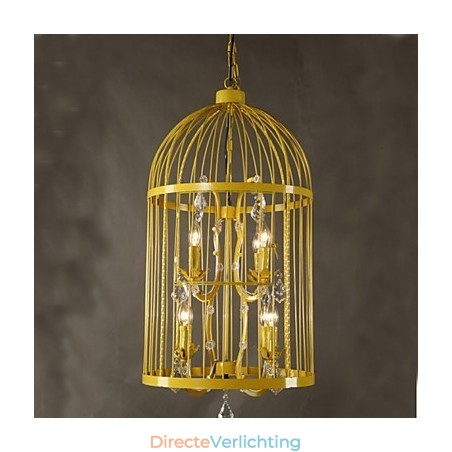 Vintage ijzeren kooi trap lamp kroonluchter kristal A Vintage ijzeren kooi trap lamp kroonluchter kristal A
